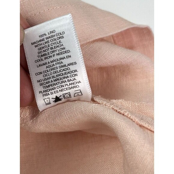Ellen Tracy Linen Tunic Top Sz L Peach Pink Beachy quiet luxury coastal - Picture 11 of 11